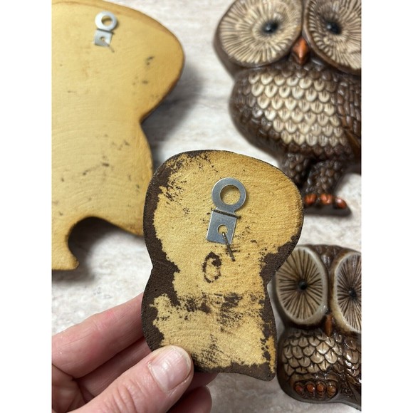 Vtg 1970s Owl Family Resin Foam Mold Wall Gallery Hangings Set of 4 MCM - Picture 5 of 11